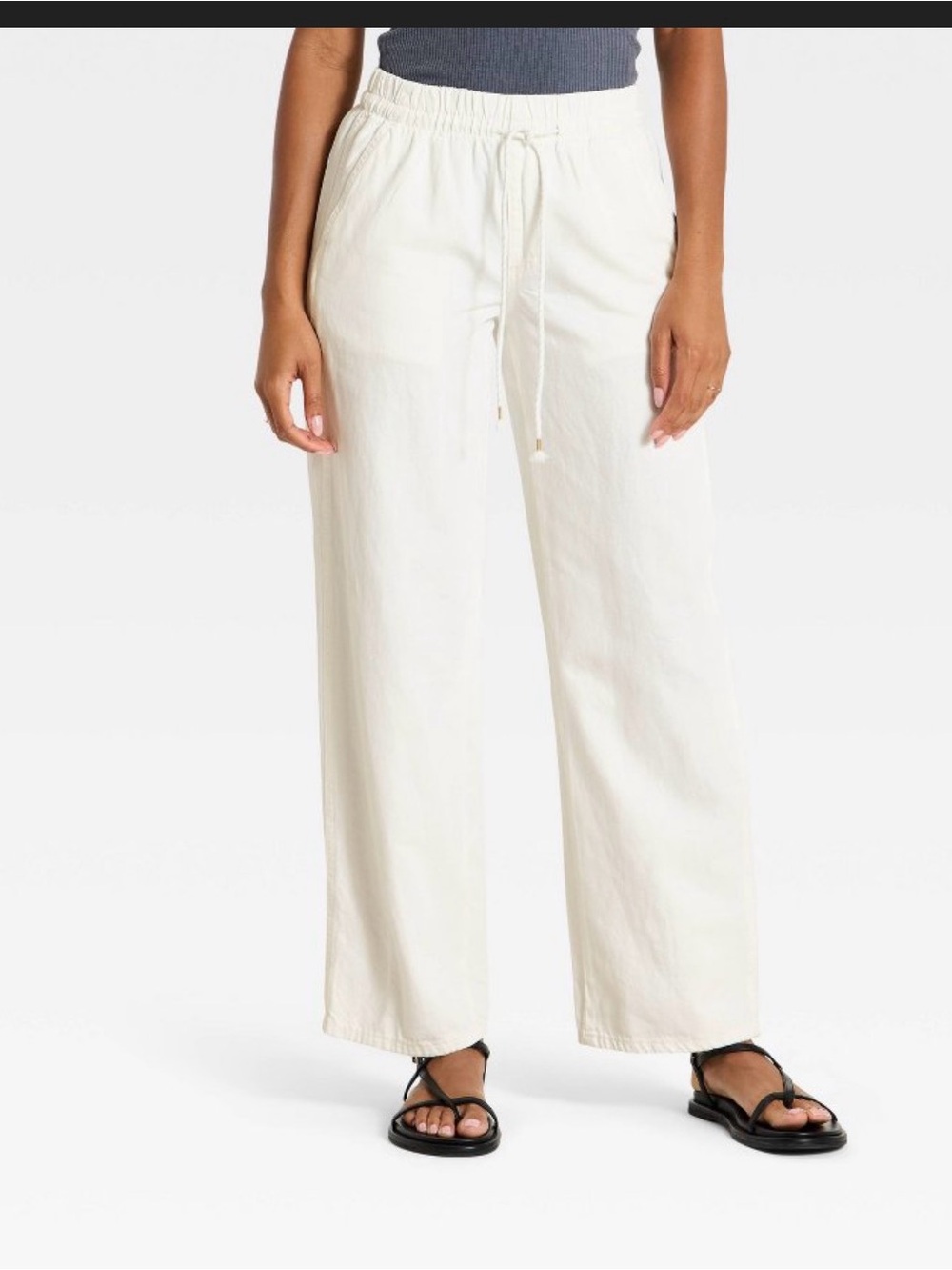 Universal Thread Cream Wide-Leg Drawstring Pants Size Medium